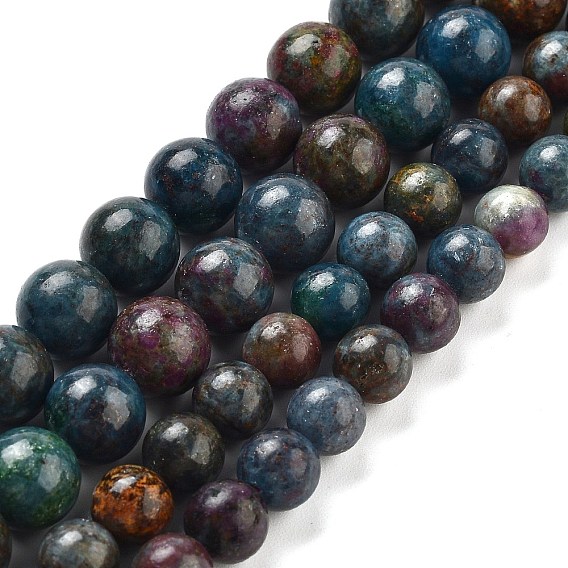 Натуральные сапфировые бисерные пряди, бусины из рубина, кианита и фуксита, круглые