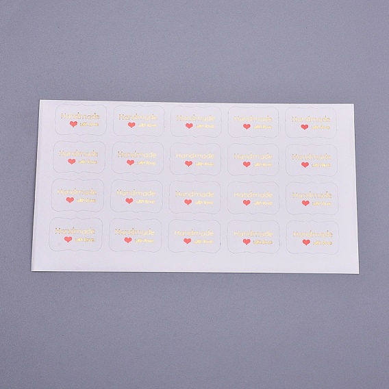 Valentine's Day Sealing Stickers, Label Paster Picture Stickers, for Gift Packaging, Rectangle with Word Handmade with Love