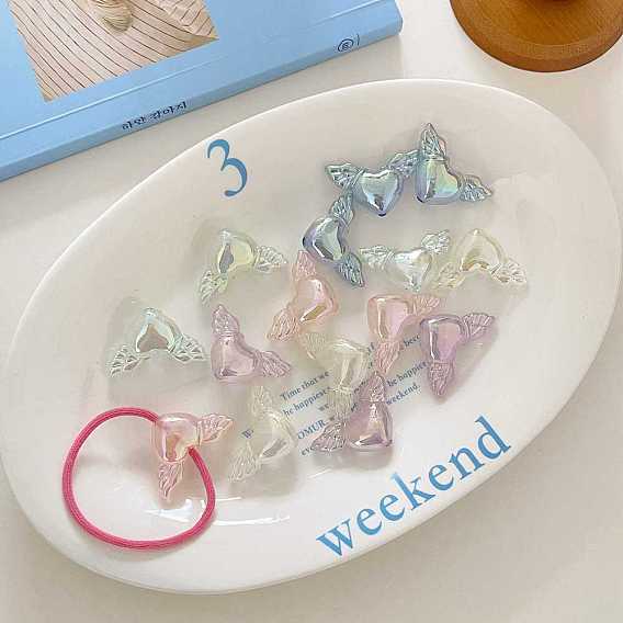 Акриловые бусины, AB цвет, сердце с крыла