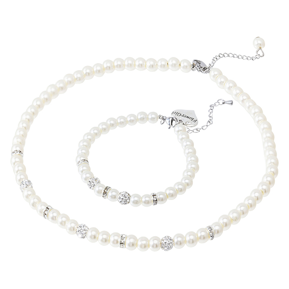 2шт 2 браслеты из стеклянных бусин и браслеты для детей, с 304 нержавеющей стали сердцем прелести