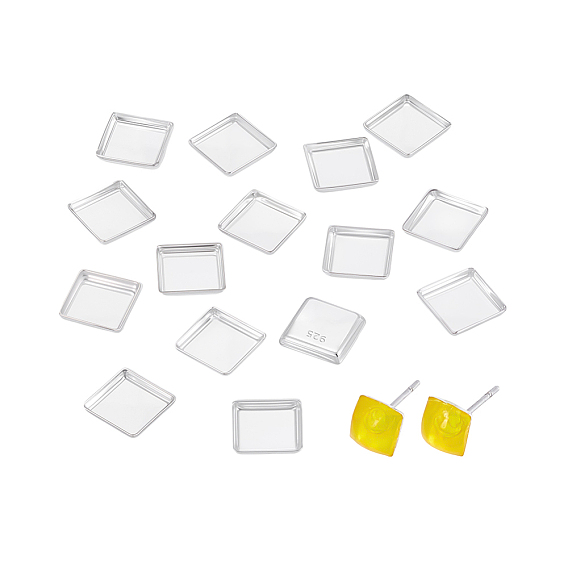 15 шт. 925 квадратные оправы для кабошонов из стерлингового серебра