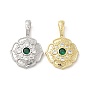 Латунные микро проложить кубического циркония подвески, со стеклом, без свинца и без кадмия, плоско-круглые