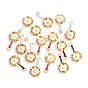 Alloy Enamel Pendants, Pan with Poached Egg, Golden, for DIY Jewelry Making