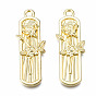 Rack Plating Alloy Pendants, Cadmium Free & Lead Free, Oval with Flower