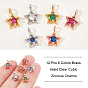 Nbeads 12Pcs 6 Colors Brass Inlaid Clear Cubic Zirconia Charms, Star