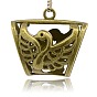 Tibetan Style Tube Bails, Loop Bails, Scarf Bail Beads, Tube with Swan Pattern, 35x39x19mm, Hole: 4mm, Inner Diameter: 13x25mm