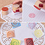 BENECREAT Floral Pattern Wood Stamps, for DIY Scrapbook, with Inkpads, Rectangle Plastic Box with Sponge, Flower/Floral