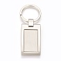 Zinc Alloy Cabochon Settings Keychain, with Iron Ring, Rectangle