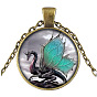 Alloy Pendant Necklaces, with Glass Cabochon