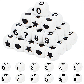52шт. 12 кубики разных стилей с силиконовыми бусинами в виде цифр
