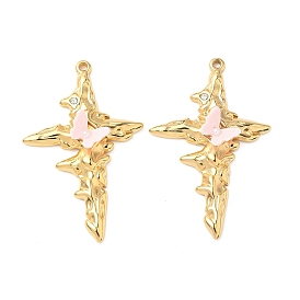 304 подвески из нержавеющей стали смолы, крест и бабочка, со стразами и пластиковой имитацией жемчуга