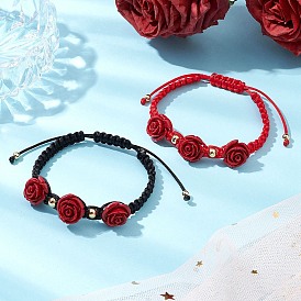 Nylon Cord Braided Bracelets for Women, Rose