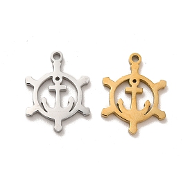 Ion Plating(IP) 304 Stainless Steel Pendants, Anchor & Helm Charms