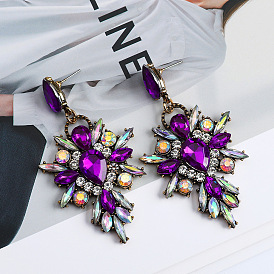 Colorful Geometric Crystal Earrings for Women - Retro Luxe and Shiny Jewelry