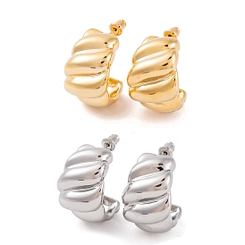 Twist C-Shaped Brass Half Hoop Stud Earrings for Women