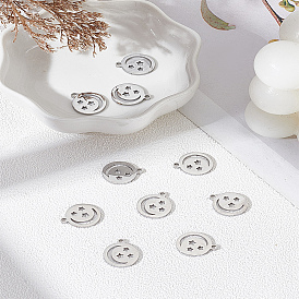 10 pcs 304 dijes de acero inoxidable, Corte con laser, plano y redondo con la luna y las estrellas