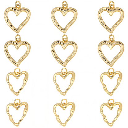 12 шт 2 стили латунные подвески, вогнутое и выпуклое сердце, с целью перехода в кольце