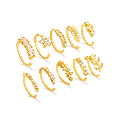 Сплав кристалл горный хрусталь обруч клипса на кольца для носа, золотые