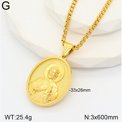 304 стали овальной ожерелья из нержавеющей подвесные, золотые