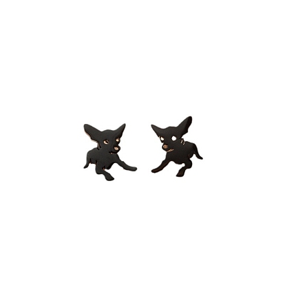 Stainless Steel Stud Earrings, Dog Shape