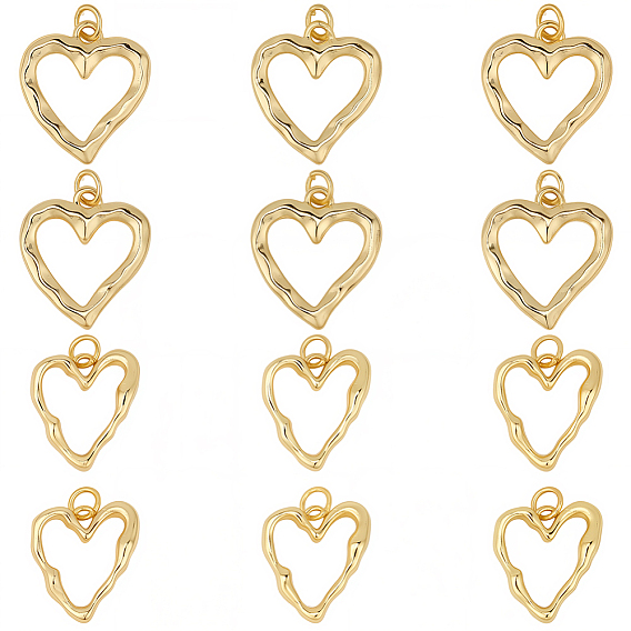 12 шт 2 стили латунные подвески, вогнутое и выпуклое сердце, с целью перехода в кольце