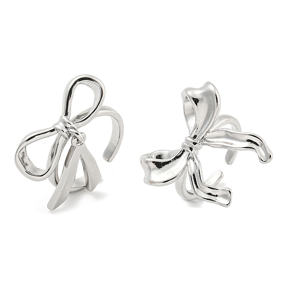 Bowknot Brass Cuff Rings, Open Rings for Women