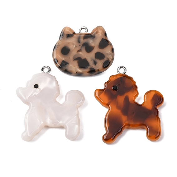 Непрозрачные подвески из ацетата целлюлозы (смолы), с платиновым железным обручем