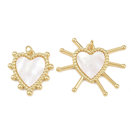 Естественно оболочки сердца подвески, с латунными оправами и соединительными кольцами, без свинца и без кадмия, долговечный, стойки покрытие, цвет морской раковины