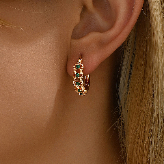 Элегантные классические полые серьги-кольца неправильной формы из латуни, с кубического циркония