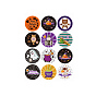 Halloween PVC Plastic Sticker Labels, Self-adhesion, for Suitcase, Skateboard, Refrigerator, Helmet, Mobile Phone Shell, Round, Halloween Themed Pattern