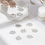 10Pcs 304 Stainless Steel Charms, Laser Cut, Flat Round with Moon and Star