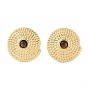 Natural Gemstone & 304 Stainless Steel Rope Disc Stud Earrings for Women, Golden