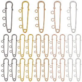 25Pcs 5 Colors Iron Brooch Findings, 3-Hole Kilt Pins for Lapel Pins Makings