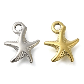 Ion Plating(IP) 304 Stainless Steel Pendants, Starfish Charm