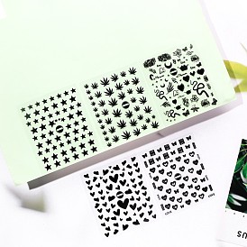 3D Black Transfer Stickers Decals, Self Adhesive, DIY Nail Tips Decorations Tip Slider Accessory