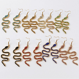 Болтаться серьги сплава горный хрусталь, змея, золотые