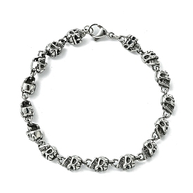 Halloween 304 Stainless Steel Skull Link Chain Bracelets for Women Men