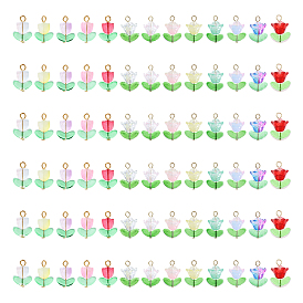 78шт 14 стили стеклянные подвески, с 304 петлями из нержавеющей стали, цветок