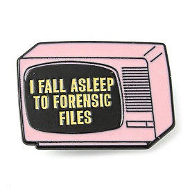 TV with Word I Fall Asleep Alloy Enamel Pin Broochs, Cadmium Free & Lead Free, Rectangle