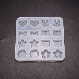 DIY Silicone Molds, Resin Casting Pendant Molds, For UV Resin, Epoxy Resin Jewelry Making, Heart & Rabbit & Bowknot & Bear & Star & Cat & Apple & Flower