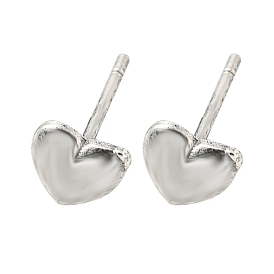 Rack Plated Heart Brass Stud Earrings for Women, Lead Free & Cadmium Free, Long-Lasting Plated