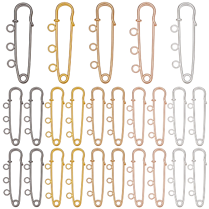 25Pcs 5 Colors Iron Brooch Findings, 3-Hole Kilt Pins for Lapel Pins Makings