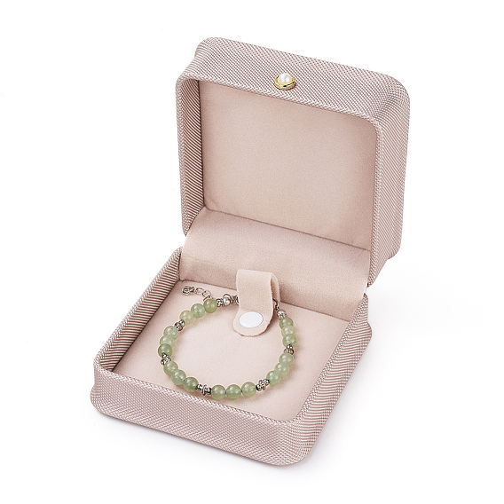 Браслет из искусственной кожи / подарочные коробки для браслетов, с железной и пластиковой пуговицей из искусственного жемчуга и бархатом внутри, для свадьбы, футляр для хранения ювелирных изделий