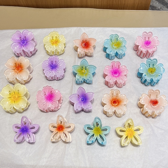 Цветочные пластиковые заколки для волос с когтями, аксессуары для волос для женщин и девочек