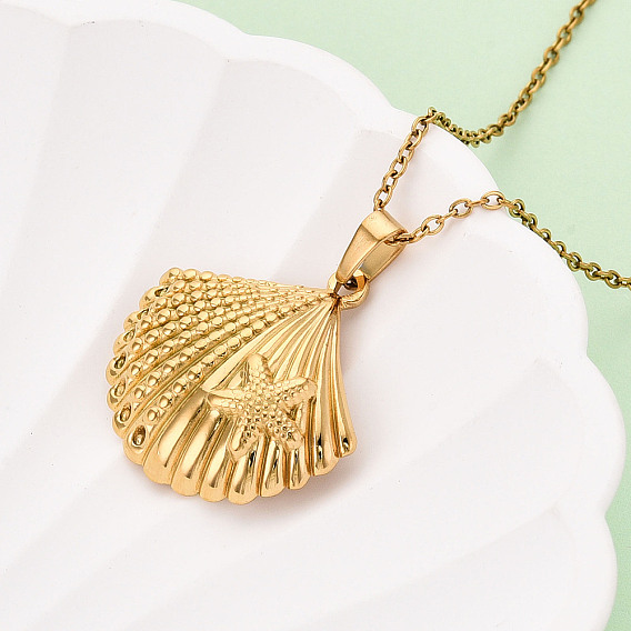 304 подвесные из нержавеющей стали ожерелья, формы раковины, ионное покрытие (ip)