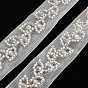 Polyester Leaf Lace Trims, with ABS Imitation Pearl Beads and Glass