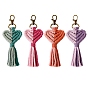 Valentine's Day Tassel Keychain, Knitting Bag Pendant Heart Keychain, with Zinc Alloy Findings