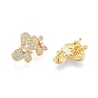Brass Pave Clear Cubic Zirconia Twister Clasps, Butterfly