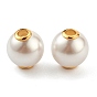 Plastic Imitation Pearl Beads, with 304 Stainless Steel Cores, Round