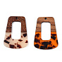 Transparent Resin & Walnut Wood Pendants, Trapezoid Charm